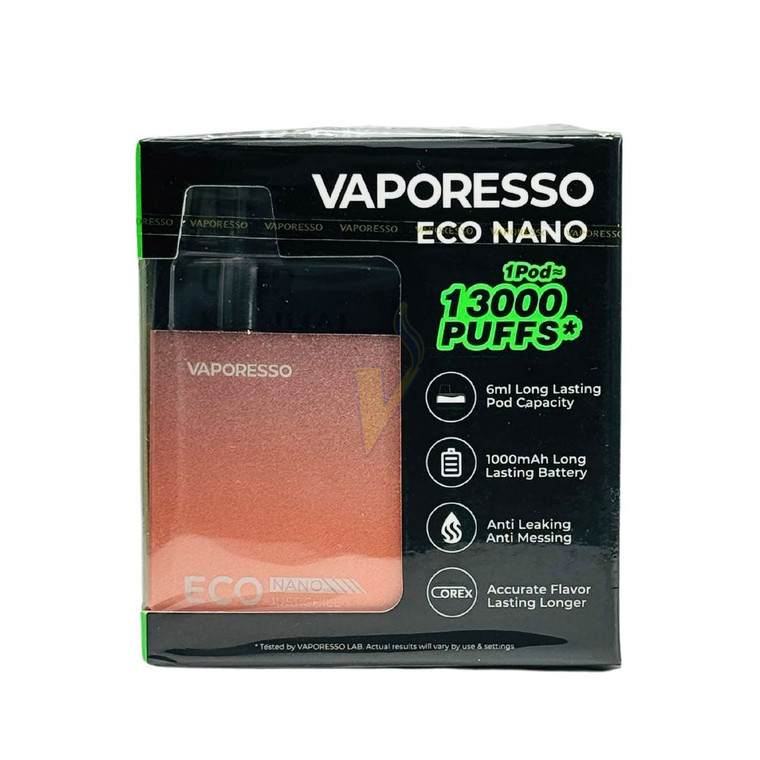 Elevate your vaping experience with the Vaporesso Eco Nano Kit, designed for those who seek both convenience and performance in a sleek, compact package. Featuring a powerful 1000mAh rechargeable battery and a generous 6ml pod capacity, this kit ensures all-day vaping without frequent refills or charging. The draw-activated system eliminates the need for buttons, offering a seamless and mess-free experience that's perfect for both beginners and seasoned vapers on the go.