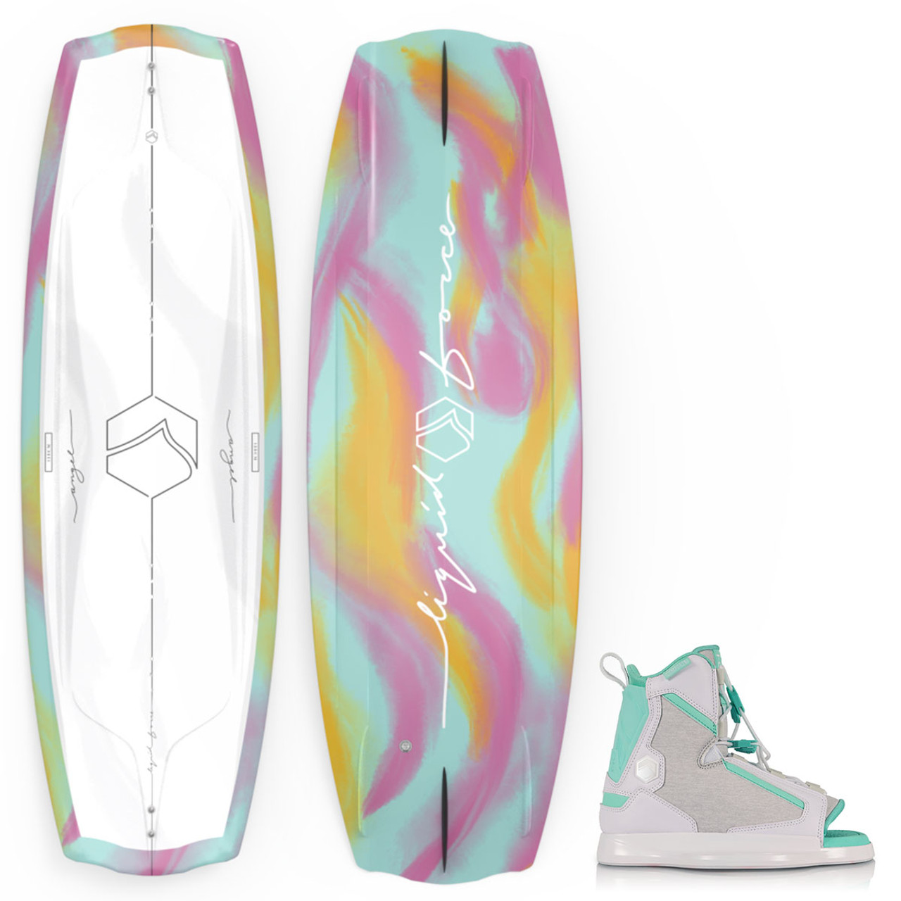 Liquid Force 2023 Angel Women's Wakeboard Package with Plush Bindings