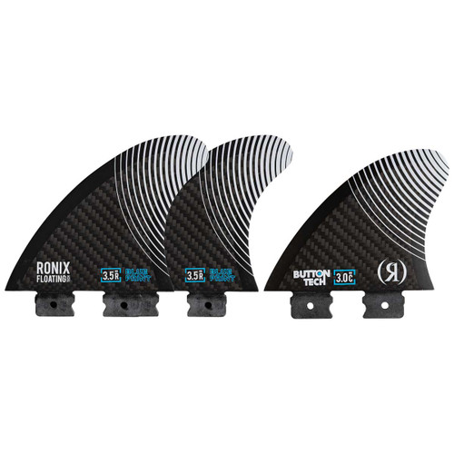 Ronix 3 Pack Floating Button Blueprint Surf Fins ( 2 - 3.5 in. Outer & 1 - 3.0 in. Center)