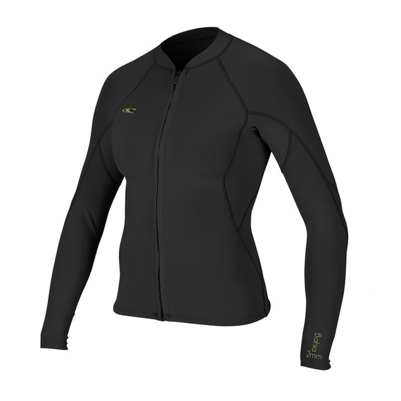 O'Neill Bahia 1/0.5mm Full Zip (Glide Black/Black/Black) Women's Wetsuit Top 2022