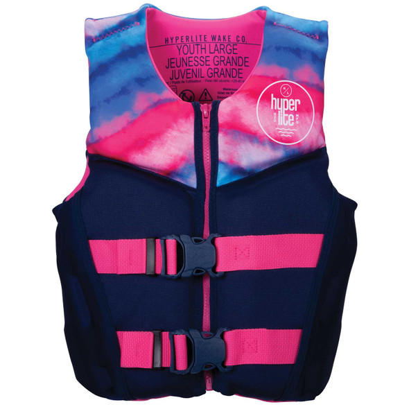 Hyperlite Girl's Youth Large Indy Life Jacket (Pink) - Front