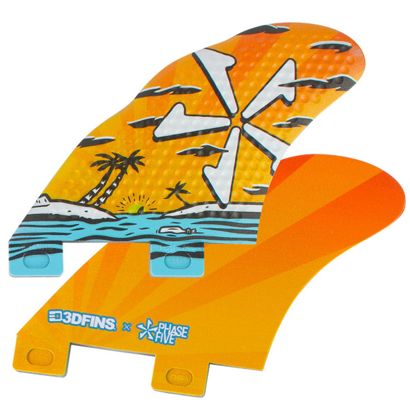 Phase Five 3D Speed Base Twin Fin Set - Sunset 2