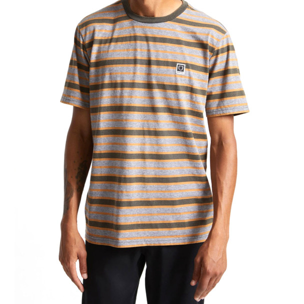 Brixton Hilt Multi Stripe (Washed Black/Heather Grey Sun) Knit T-Shirt