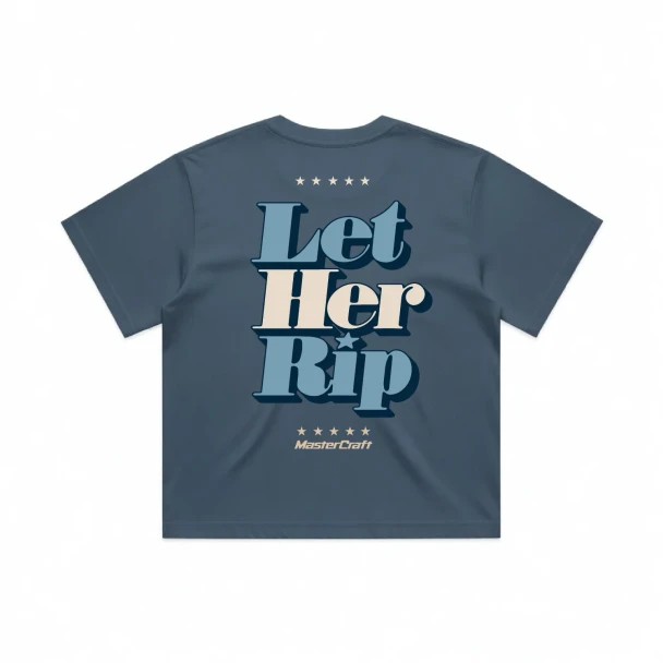 Mastercraft Retro Let Her Rip Boxy Women's T-Shirt [Charcoal Blue]
