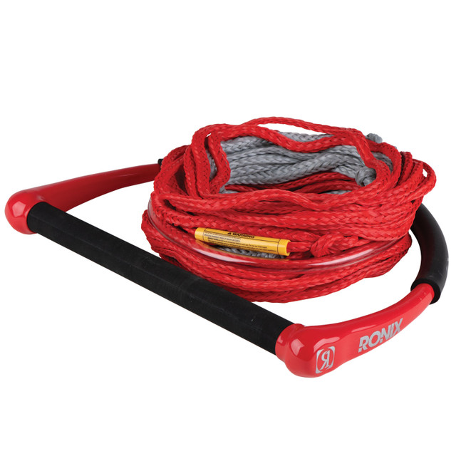 Ronix Combo 1.0 TPR Grip 1" Diameter w/ 65' 4-Section PE Rope (Red/Grey) Wakeboard Rope & Handle Combo