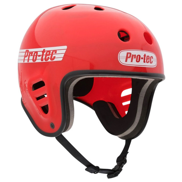 Pro-Tec Full Cut Water w/ Accessory Clip (Gloss Red) Wakeboard Helmet
