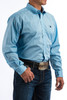 Cinch Men's Plain Weave Long Sleeve Light Blue Print Shirt