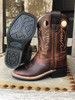 OLD WEST Jama Old West Kid's Brown Square Toe Cowboy Leather Boot 