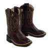 OLD WEST Jama Old West Kid's Brown Square Toe Cowboy Leather Boot 
