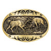 Montana Silversmiths Fighting Elk Brass Belt Buckle 