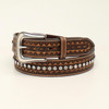 M&F Western Ariat Women's Zig Zag Edge Brown Leather Belt
