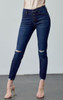 KANCAN Kancan Women's Distressed Mid Rise Exposed Ankle Skinny Jean 