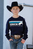 Cinch Boy's Youth Bull Rider Long Sleeve T Shirt Navy 