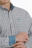 Cinch Men's Windowpane Grey Plaid Button Western Shirt 