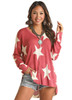 Rock & Roll Cowgirl Women's Pink Star Sweater 