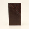 Nocona Floral Tooled Brown Leather Western Rodeo Wallet 