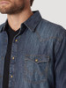 WRANGLER Wrangler Men's Blue Denim Retro Western Snap Tall Shirt 