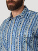 Wrangler Men's Checotah Blue Vertical Print Snap Western Shirt 