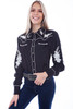 Scully Women's Retro Black Embroidered Snap Western Shirt Top 