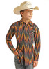 Rock & Roll Cowboy Boy's Dale Brisby Digital Flames Snap Western Shirt 