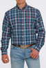 Cinch Men's Navy Plaid Classic Fit Button Western Shirt 