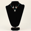 Silver Strike Beaded Turquoise Western Necklace And Earrings Set 