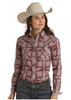 Panhandle Women's Roughstock Maroon Paisley Snap Western Shirt 