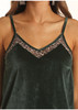 Rock & Roll Women's Emerald Velvet Leopard Mesh Cami 