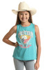 Rock & Roll Girl's Vintage Live To Roam Western Teal Graphic Tank Top 