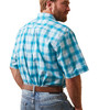Ariat Men's Pro Series Khari Teal Plaid Classic Fit Short Sleeve Shirt 