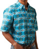 Ariat Boy's  Konner Aztec Print Teal Blue Enamel Short Sleeve Western Shirt 