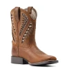 Ariat Distressed Tan Quickdraw VentTEK Western Boot For Kids
