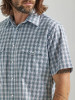 Wrangler Men's Grey Blue Plaid Short Sleeve Snap Western Shirt Big & Tall