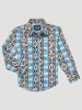 Wrangler Boy's Checotah Turquoise Aztec Snap Western Shirt 