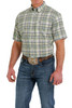 Cinch Men's Green Plaid Short Sleeve Button Down Shirt 
