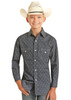 Rock & Roll Boy's Grey Print Snap Western Shirt 