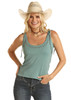 Rock & Roll Denim Women's Ties Studded Western Tank Top 