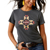 Ariat Women's Aztec Quilt Logo Charcoal Heather Tee Shirt 