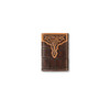 M & F Ariat Croc Print Western Tooled Leather Trifold Wallet  