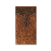M & F Ariat Ostrich Print Tooled Leather Western Rodeo Wallet  