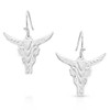 Montana Silversmiths Chiseled Silver Steer Head Earrings