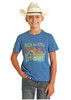 Rock & Roll Boy's Retro Bull Rider Blue  Graphic Tee Shirt 