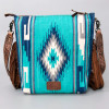 American Darling Turquoise Aztec Saddle Blanket Tooled Leather Crossbody Bag