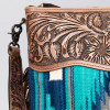 American Darling Turquoise Aztec Saddle Blanket Tooled Leather Crossbody Bag