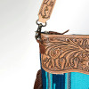 American Darling Turquoise Aztec Saddle Blanket Tooled Leather Crossbody Bag