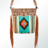 American Darling Signature Tooled Leather Southwest Saddle Blanket Crossbody Bag