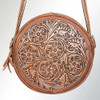 AMERICAN DARLING American Darling Women's Hand Tooled Genuine Leather Western Canteen Bag 