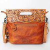 American Darling Hairon Cowhide Tooled Leather Western Clutch Hand Bag 