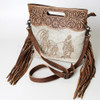 American Darling Hairon Tooled Leather Team Roping Hand Bag Clutch Purse