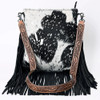 AMERICAN DARLING American Darling Women's Black & White Hairon Cowhide Fringe Messenger Bag 